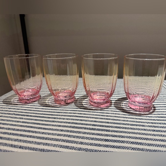 Anthropologie Olsen Pink Juice Glasses Set of 4 New Blush Pink Glassware - Picture 5 of 9
